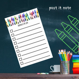Post-it® Liste de choses à faire crayons de couleur artisti