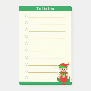 Post-it® Liste de choses à faire et elfe de Noël mignon sur