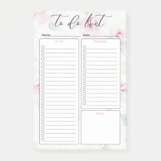 Post-it® Liste de choses à faire fleurs aquarelles Fleurs p