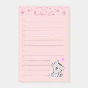 Post-it® Liste de choses à faire florale et joli chat tabby