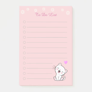 Post-it® Liste de choses à faire florale et joli chaton bla