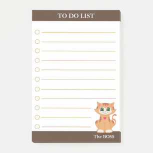 Post-it® Liste de choses à faire & joli chat tigré