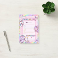 Liste de choses à faire Kawaii Licorne Notes adhés