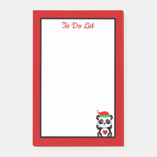 Post-it® Liste de choses à faire Panda Bear Elf sur fond ro