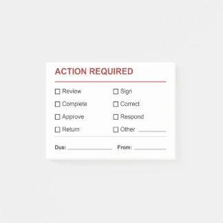 Post-it® Liste de contrôle d'action requise Révision