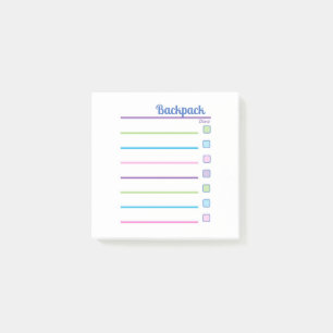 Post-it® Liste de contrôle de organisation de sac à dos