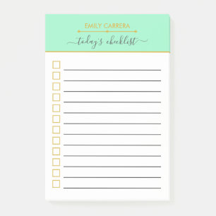 Post-it® Liste de contrôle Gold de Mint Green personnalis