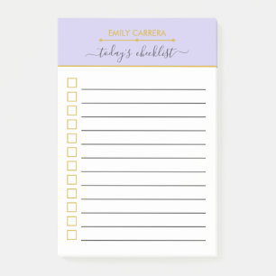 Post-it® Liste de contrôle Lilac et Gold personnalisée