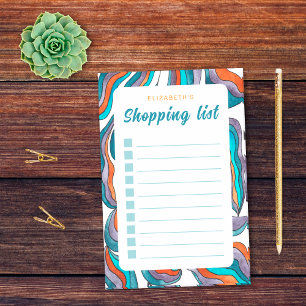 Post-it® Liste de courses orange bleu groovy rétro colorée
