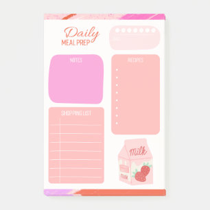 Post-it® Liste de courses Pastel Pink Daily Repas Planner