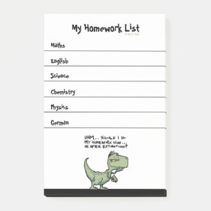 Post-it® Liste de devoirs de dinosaure T-Rex pour enfants