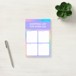 Post-it® Liste de Dorm Shopping avec 4 catégories Violet