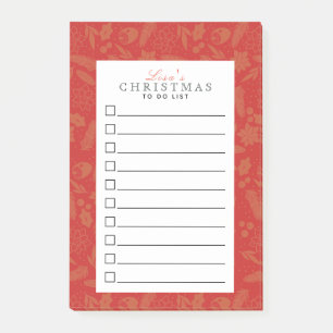 Post-it® Liste de Noël à faire Floral Post Rouge Notes