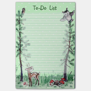 Post-it® Liste de remue-ménage d'aquarelle de forêt de
