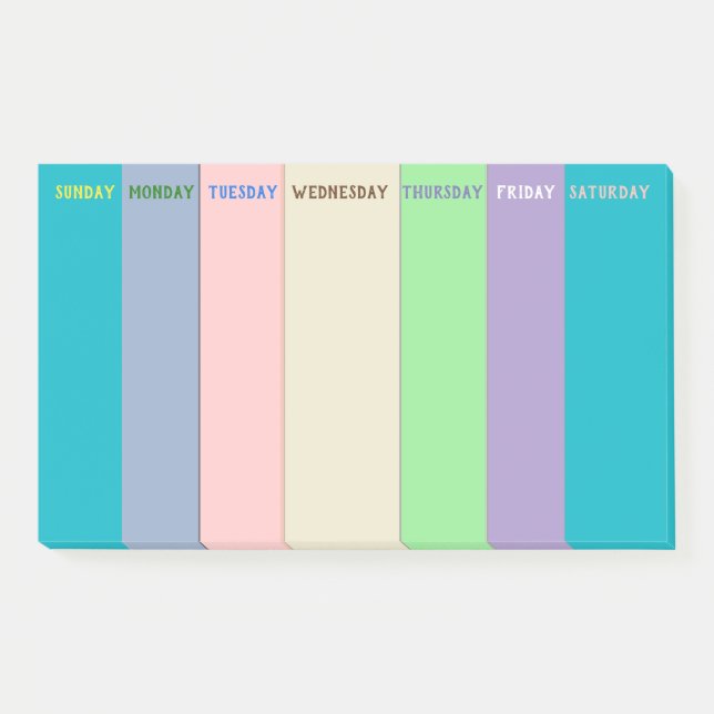 Post-it® Liste de remue-ménage hebdomadaire de couleurs (Devant)