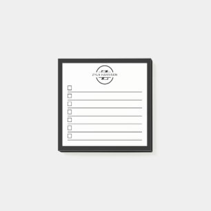 Post-it® Liste de tâches à faire avec monogramme noir et bl