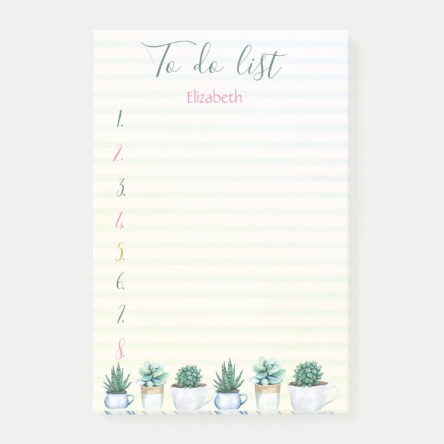 Post-it® Liste de tâches à faire Cactus Succulente Verte Ra (Devant)