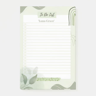 Post-it® Liste de tâches botaniques minimalistes Vert Sage