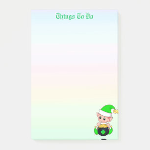 Post-it® Liste de tâches de lutin vert et pièces d'or sur f
