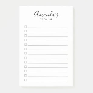 Post-it® Liste de tâches de script moderne noir et blanc
