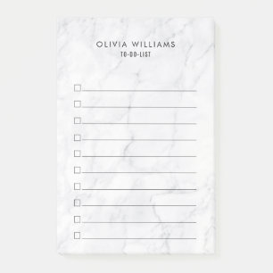 Post-it® Liste de tâches en marbre blanc classique