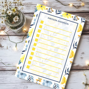 Post-it® Liste de tâches florale aquarelle jaune personnali