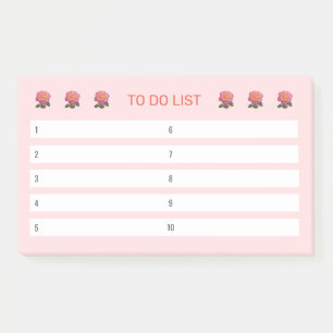 Post-it® Liste de tâches florale moderne sur fond rose clai