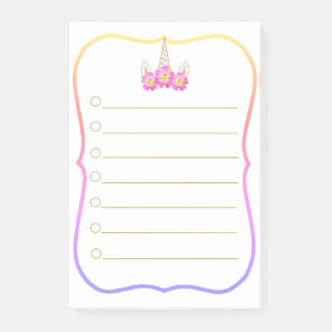 Post-it® Liste de tâches Licorne & Cadre Arc-en-ciel