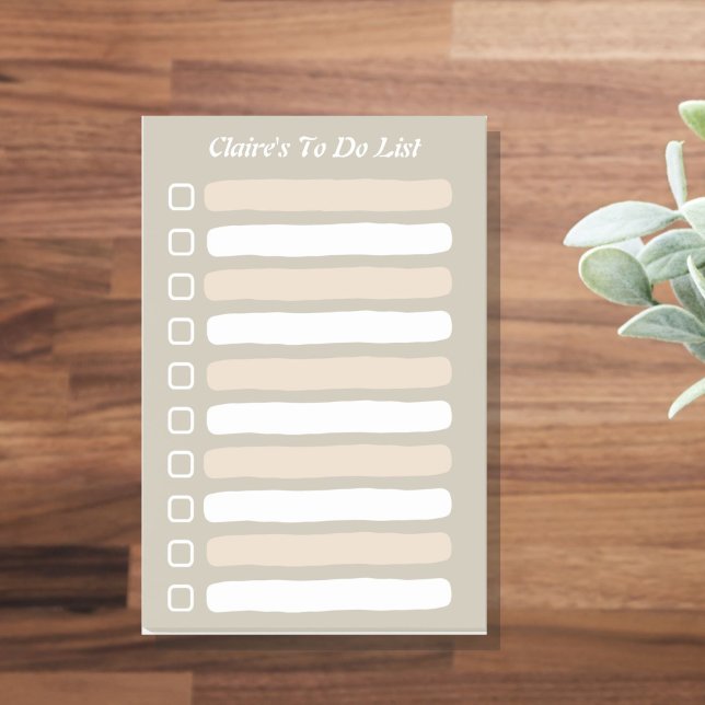Post-it® Liste De Tâches Liées Avec Nom Sticky (Boho to do list notepad with custom name.)