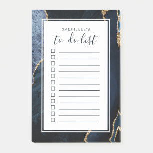 Post-it® Liste de tâches personnalisée Agate Geode Bleu Or
