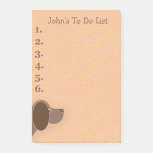 Post-it® Liste de tâches personnalisée Chien Brun qui regar