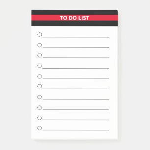 Post-it® Liste de tâches personnalisée élégante noir rouge