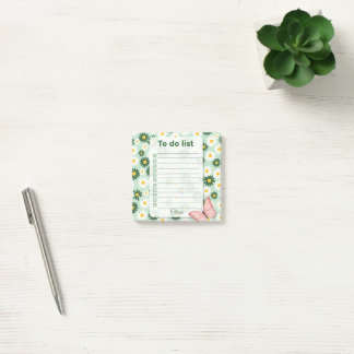 Post-it® Liste de tâches personnalisée Fleur et Papillon