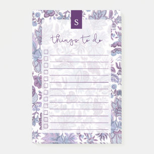Post-it® Liste de tâches Vintages florales de Boho pourpre