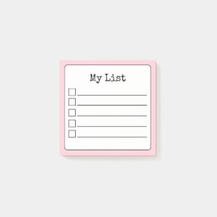 Post-it® Liste de vérification de la ligne rouge rose rétro