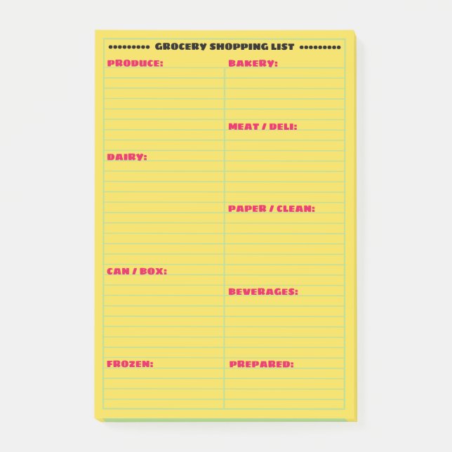 Post-it® Liste d'épicerie personnalisée (Devant)
