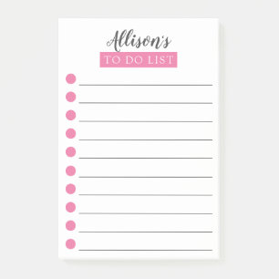 Post-it® Liste des tâches de couleur rose personnalisée
