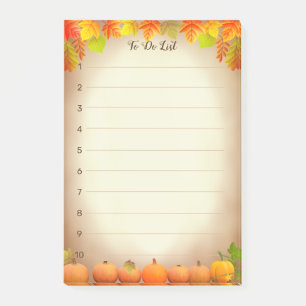 Post-it® Liste des tâches, Feuilles d'automne et Citrouille
