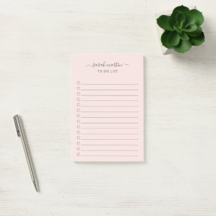 Post-it® Liste moderne de rose pâle à faire Élégante