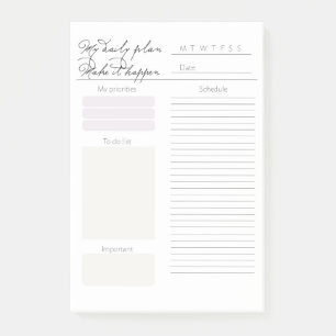 Post-it® Liste quotidienne minimaliste et bloc-notes neutre