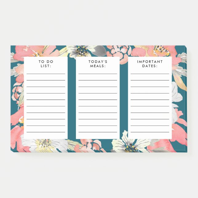 Post-it® liste repas plan dates importantes aquarelle (Devant)