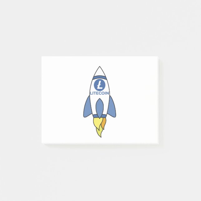 Post-it® Litecoin À La Fusée Lune (Devant)