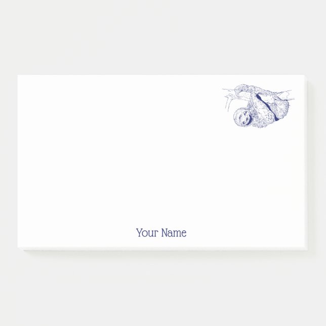 Post-it® Lithographie de dessin de Sloth #1 bleu (Devant)