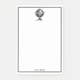 Post-it® Lithographie du monde vintage dessin BW