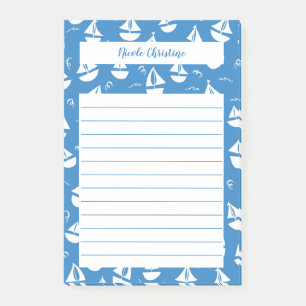 Post-it® Little Sailboats Motif Blue PERSONNALISER IT Notep