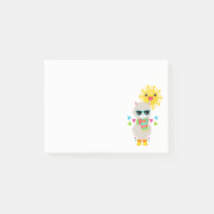 Post-it® Llama cool et soleil kawaii souriant