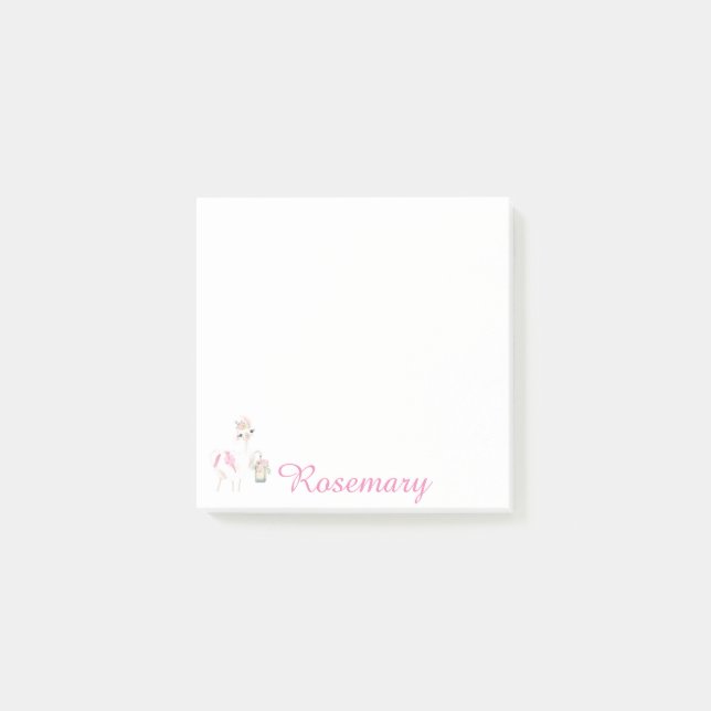 Post-it® Llama Cute Personnalisée Avec Lanterne & Fleurs (Devant)