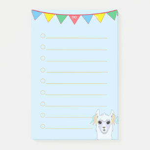 Post-it® Llama et rubans multicolores sur fond bleu clair l