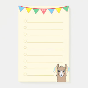 Post-it® Llama et rubans multicolores sur fond ivoire ligné