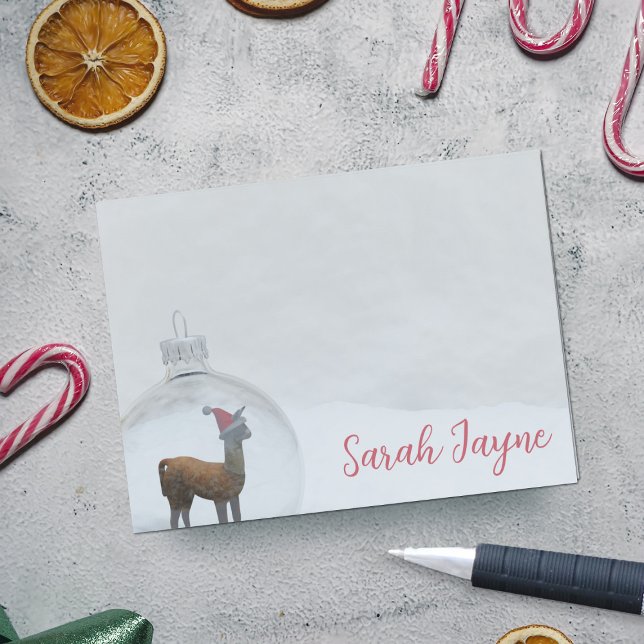 Post-it® Llama neige d'hiver Noël amusant Personnalisé (Fun and festive post it notes with space for your name)
